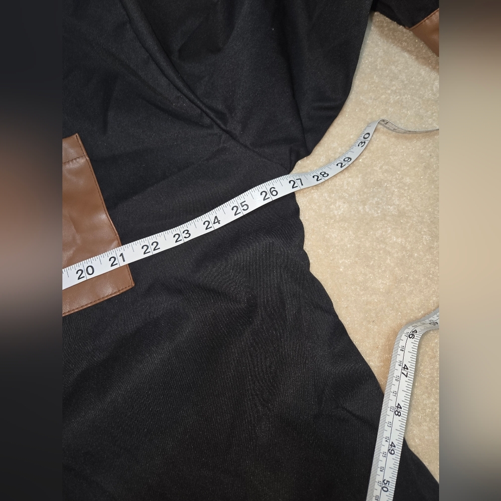 Shein Curve Women's 3XL Black Shirt Dress with Brown Trim NEW - Picture 8 of 11